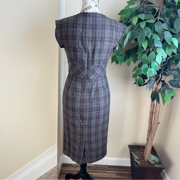 Perla de Pari Vintage Wool Plaid Dress Brown Sz 0 - Picture 10 of 16